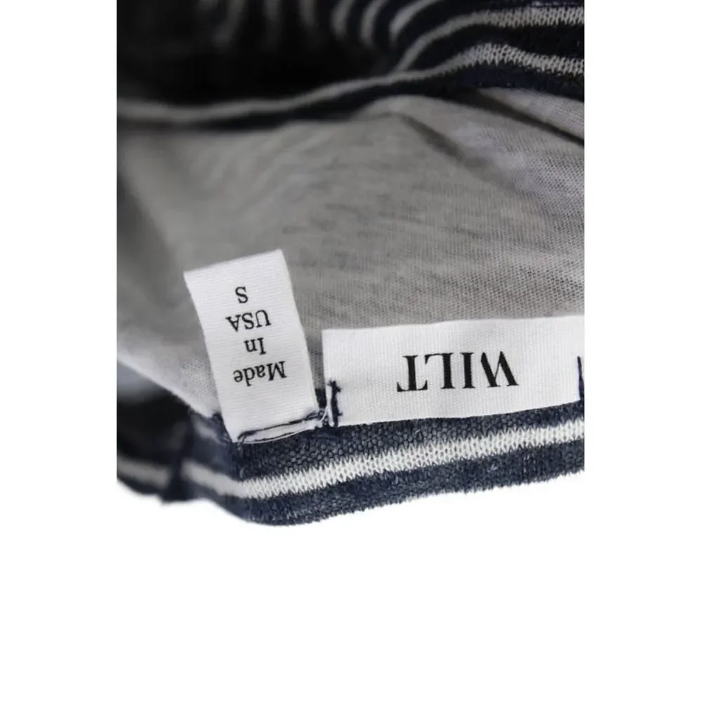 Wilt Womens Linen Striped Round Neck Sleeveless Mid-Calf Dress Navy Size S